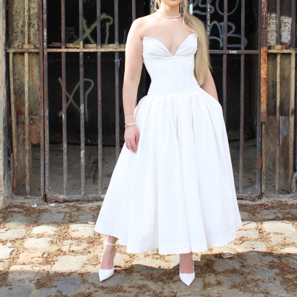 House of CB White Strapless Wedding Dress